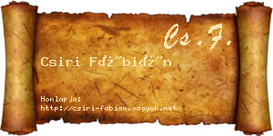 Csiri Fábián névjegykártya